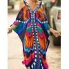 imageBsubseach Turkish Cold Shoulder Kaftan Dresses Swimsuit Cover Up Maxi Dress Beach Cover UpsAcolorful Butterfly