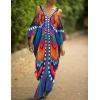 imageBsubseach Turkish Cold Shoulder Kaftan Dresses Swimsuit Cover Up Maxi Dress Beach Cover UpsAcolorful Butterfly