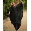 imageBsubseach Turkish Cold Shoulder Kaftan Dresses Swimsuit Cover Up Maxi Dress Beach Cover UpsBlack