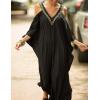 imageBsubseach Turkish Cold Shoulder Kaftan Dresses Swimsuit Cover Up Maxi Dress Beach Cover UpsBlack