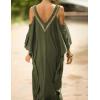 imageBsubseach Turkish Cold Shoulder Kaftan Dresses Swimsuit Cover Up Maxi Dress Beach Cover UpsCarmy Green