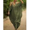 imageBsubseach Turkish Cold Shoulder Kaftan Dresses Swimsuit Cover Up Maxi Dress Beach Cover UpsCarmy Green