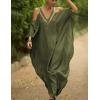 imageBsubseach Turkish Cold Shoulder Kaftan Dresses Swimsuit Cover Up Maxi Dress Beach Cover UpsCarmy Green
