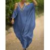 imageBsubseach Turkish Cold Shoulder Kaftan Dresses Swimsuit Cover Up Maxi Dress Beach Cover UpsCblue