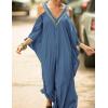 imageBsubseach Turkish Cold Shoulder Kaftan Dresses Swimsuit Cover Up Maxi Dress Beach Cover UpsCblue