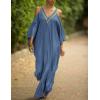 imageBsubseach Turkish Cold Shoulder Kaftan Dresses Swimsuit Cover Up Maxi Dress Beach Cover UpsCblue