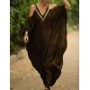 imageBsubseach Turkish Cold Shoulder Kaftan Dresses Swimsuit Cover Up Maxi Dress Beach Cover UpsCbrown