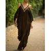 imageBsubseach Turkish Cold Shoulder Kaftan Dresses Swimsuit Cover Up Maxi Dress Beach Cover UpsCbrown