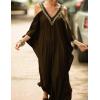 imageBsubseach Turkish Cold Shoulder Kaftan Dresses Swimsuit Cover Up Maxi Dress Beach Cover UpsCbrown