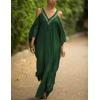 imageBsubseach Turkish Cold Shoulder Kaftan Dresses Swimsuit Cover Up Maxi Dress Beach Cover UpsCdark Green