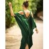 imageBsubseach Turkish Cold Shoulder Kaftan Dresses Swimsuit Cover Up Maxi Dress Beach Cover UpsCdark Green