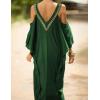 imageBsubseach Turkish Cold Shoulder Kaftan Dresses Swimsuit Cover Up Maxi Dress Beach Cover UpsCdark Green
