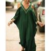 imageBsubseach Turkish Cold Shoulder Kaftan Dresses Swimsuit Cover Up Maxi Dress Beach Cover UpsCdark Green