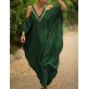 imageBsubseach Turkish Cold Shoulder Kaftan Dresses Swimsuit Cover Up Maxi Dress Beach Cover UpsCdark Green
