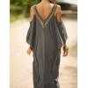 imageBsubseach Turkish Cold Shoulder Kaftan Dresses Swimsuit Cover Up Maxi Dress Beach Cover UpsCgrey