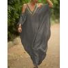 imageBsubseach Turkish Cold Shoulder Kaftan Dresses Swimsuit Cover Up Maxi Dress Beach Cover UpsCgrey