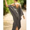 imageBsubseach Turkish Cold Shoulder Kaftan Dresses Swimsuit Cover Up Maxi Dress Beach Cover UpsCgrey