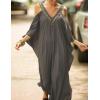 imageBsubseach Turkish Cold Shoulder Kaftan Dresses Swimsuit Cover Up Maxi Dress Beach Cover UpsCgrey