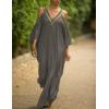 imageBsubseach Turkish Cold Shoulder Kaftan Dresses Swimsuit Cover Up Maxi Dress Beach Cover UpsCgrey