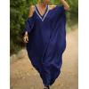 imageBsubseach Turkish Cold Shoulder Kaftan Dresses Swimsuit Cover Up Maxi Dress Beach Cover UpsCnavy Blue