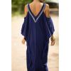 imageBsubseach Turkish Cold Shoulder Kaftan Dresses Swimsuit Cover Up Maxi Dress Beach Cover UpsCnavy Blue