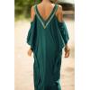 imageBsubseach Turkish Cold Shoulder Kaftan Dresses Swimsuit Cover Up Maxi Dress Beach Cover UpsCpeacock Green
