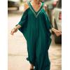 imageBsubseach Turkish Cold Shoulder Kaftan Dresses Swimsuit Cover Up Maxi Dress Beach Cover UpsCpeacock Green