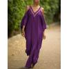 imageBsubseach Turkish Cold Shoulder Kaftan Dresses Swimsuit Cover Up Maxi Dress Beach Cover UpsCpurple