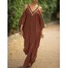 imageBsubseach Turkish Cold Shoulder Kaftan Dresses Swimsuit Cover Up Maxi Dress Beach Cover UpsCred