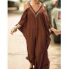 imageBsubseach Turkish Cold Shoulder Kaftan Dresses Swimsuit Cover Up Maxi Dress Beach Cover UpsCred