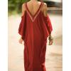 imageBsubseach Turkish Cold Shoulder Kaftan Dresses Swimsuit Cover Up Maxi Dress Beach Cover UpsCred Orange