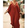 imageBsubseach Turkish Cold Shoulder Kaftan Dresses Swimsuit Cover Up Maxi Dress Beach Cover UpsCred Orange