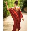imageBsubseach Turkish Cold Shoulder Kaftan Dresses Swimsuit Cover Up Maxi Dress Beach Cover UpsCred Orange