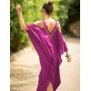 imageBsubseach Turkish Cold Shoulder Kaftan Dresses Swimsuit Cover Up Maxi Dress Beach Cover UpsCrose Red