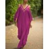 imageBsubseach Turkish Cold Shoulder Kaftan Dresses Swimsuit Cover Up Maxi Dress Beach Cover UpsCrose Red