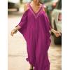 imageBsubseach Turkish Cold Shoulder Kaftan Dresses Swimsuit Cover Up Maxi Dress Beach Cover UpsCrose Red