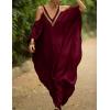 imageBsubseach Turkish Cold Shoulder Kaftan Dresses Swimsuit Cover Up Maxi Dress Beach Cover UpsCwine Red