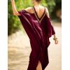 imageBsubseach Turkish Cold Shoulder Kaftan Dresses Swimsuit Cover Up Maxi Dress Beach Cover UpsCwine Red