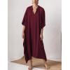 imageBsubseach Women Kaftan Dresses Caftan Loungewear Maxi Dress Swimsuit Cover Up BeachwearBjujube Red