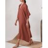 imageBsubseach Women Kaftan Dresses Caftan Loungewear Maxi Dress Swimsuit Cover Up BeachwearBorange Red