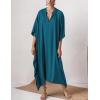 imageBsubseach Women Kaftan Dresses Caftan Loungewear Maxi Dress Swimsuit Cover Up BeachwearBpeacock Blue