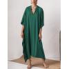 imageBsubseach Women Kaftan Dresses Caftan Loungewear Maxi Dress Swimsuit Cover Up BeachwearBpeacock Green