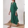 imageBsubseach Women Kaftan Dresses Caftan Loungewear Maxi Dress Swimsuit Cover Up BeachwearBpeacock Green