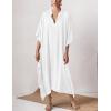 imageBsubseach Women Kaftan Dresses Caftan Loungewear Maxi Dress Swimsuit Cover Up BeachwearBwhite