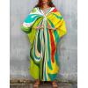 imageBsubseach Women Solid Color Cover Up V Neck Batwing Sleeve Plus Size Beach Kaftan DressesDgreen