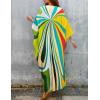 imageBsubseach Women Solid Color Cover Up V Neck Batwing Sleeve Plus Size Beach Kaftan DressesDgreen