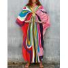imageBsubseach Women Solid Color Cover Up V Neck Batwing Sleeve Plus Size Beach Kaftan DressesDred