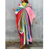 imageBsubseach Women Solid Color Cover Up V Neck Batwing Sleeve Plus Size Beach Kaftan DressesDred