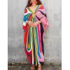 imageBsubseach Women Solid Color Cover Up V Neck Batwing Sleeve Plus Size Beach Kaftan DressesDred
