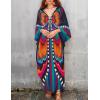 imageBsubseach Women Solid Color Cover Up V Neck Batwing Sleeve Plus Size Beach Kaftan DressesEblack